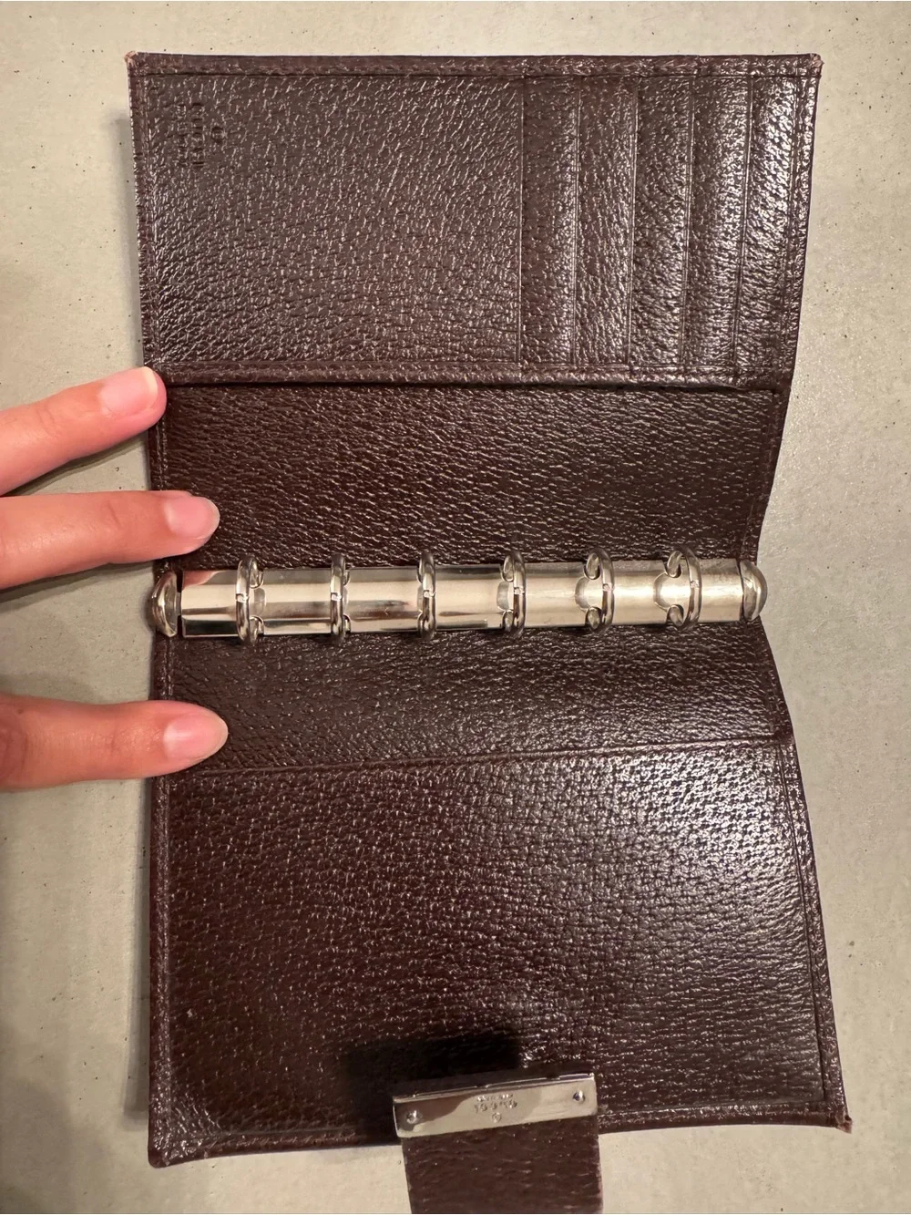 Gucci Brown GG Canvas agenda or Passport Cover with Leather Snap